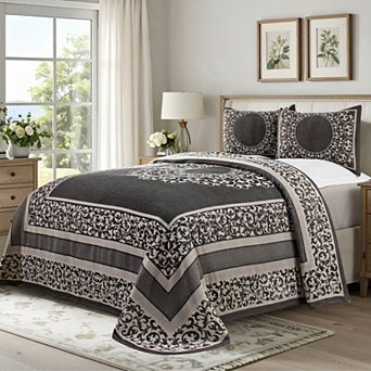 SUPERIOR Boho Mandala Jacquard Bedspread and Sham Set
