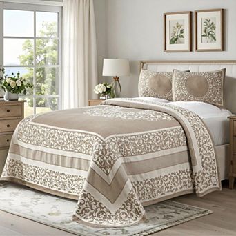 SUPERIOR Boho Mandala Jacquard Bedspread and Sham Set