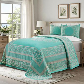 SUPERIOR Boho Mandala Jacquard Bedspread and Sham Set