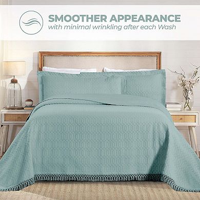 SUPERIOR Remi Jacquard Woven Geometric Fringe Bedspread and Sham Set