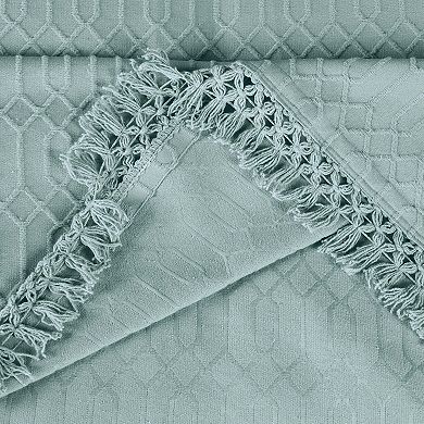 SUPERIOR Remi Jacquard Woven Geometric Fringe Bedspread and Sham Set