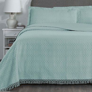 SUPERIOR Remi Jacquard Woven Geometric Fringe Bedspread and Sham Set