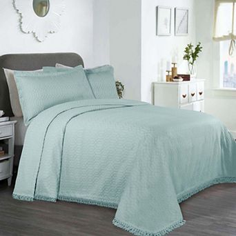 SUPERIOR Remi Jacquard Woven Geometric Fringe Bedspread and Sham Set