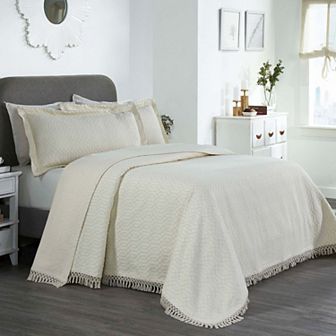 SUPERIOR Remi Jacquard Woven Geometric Fringe Bedspread and Sham Set