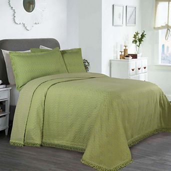 SUPERIOR Remi Jacquard Woven Geometric Fringe Bedspread and Sham Set