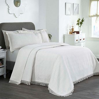 SUPERIOR Remi Jacquard Woven Geometric Fringe Bedspread and Sham Set