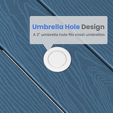 7-piece Hdpe Outdoor Dining Table Sets With Umbrella Hole - 1 table & 6 chairs