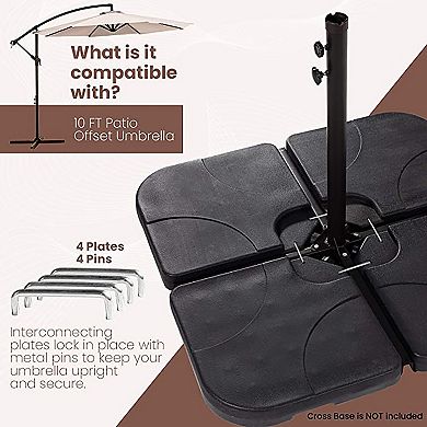 4-piece 230 Lbs. Plastic Free Standing Patio Umbrella Base