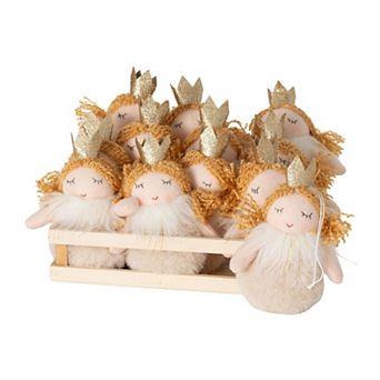 Haven Living 6" Plush Angel Crate Christmas Ornaments Set of 12