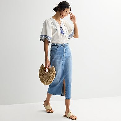 Women's Farmers Market Braided Band Denim Skirt