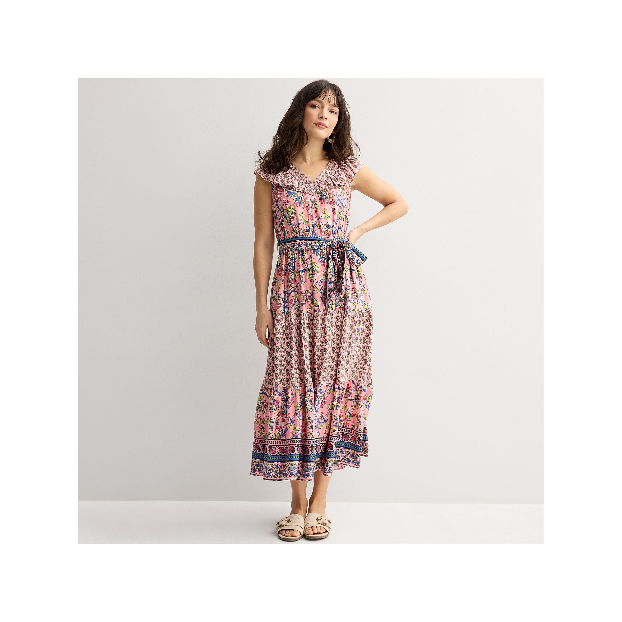 Womens Farmers Market Tie Back Ruffled Dress, Size: Small, Pink Artisian B