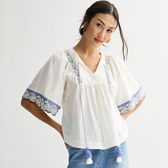 Women's Farmers Market Tie Front Blouse