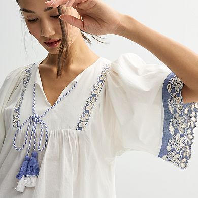 Women's Farmers Market Tie Front Blouse