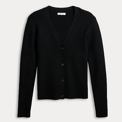 Women's Nine West Fitted Sweater Sculpt Ribbed Cardigan