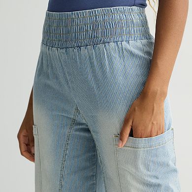Juniors' Threads of Luxx Smocked Denim Pants