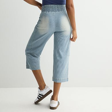 Juniors' Threads of Luxx Smocked Denim Pants