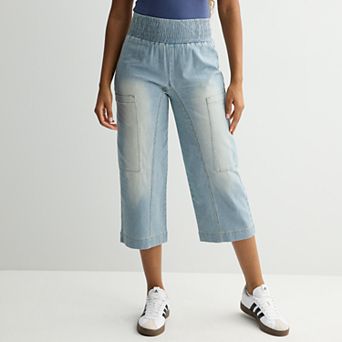 Juniors' Threads of Luxx Smocked Denim Pants