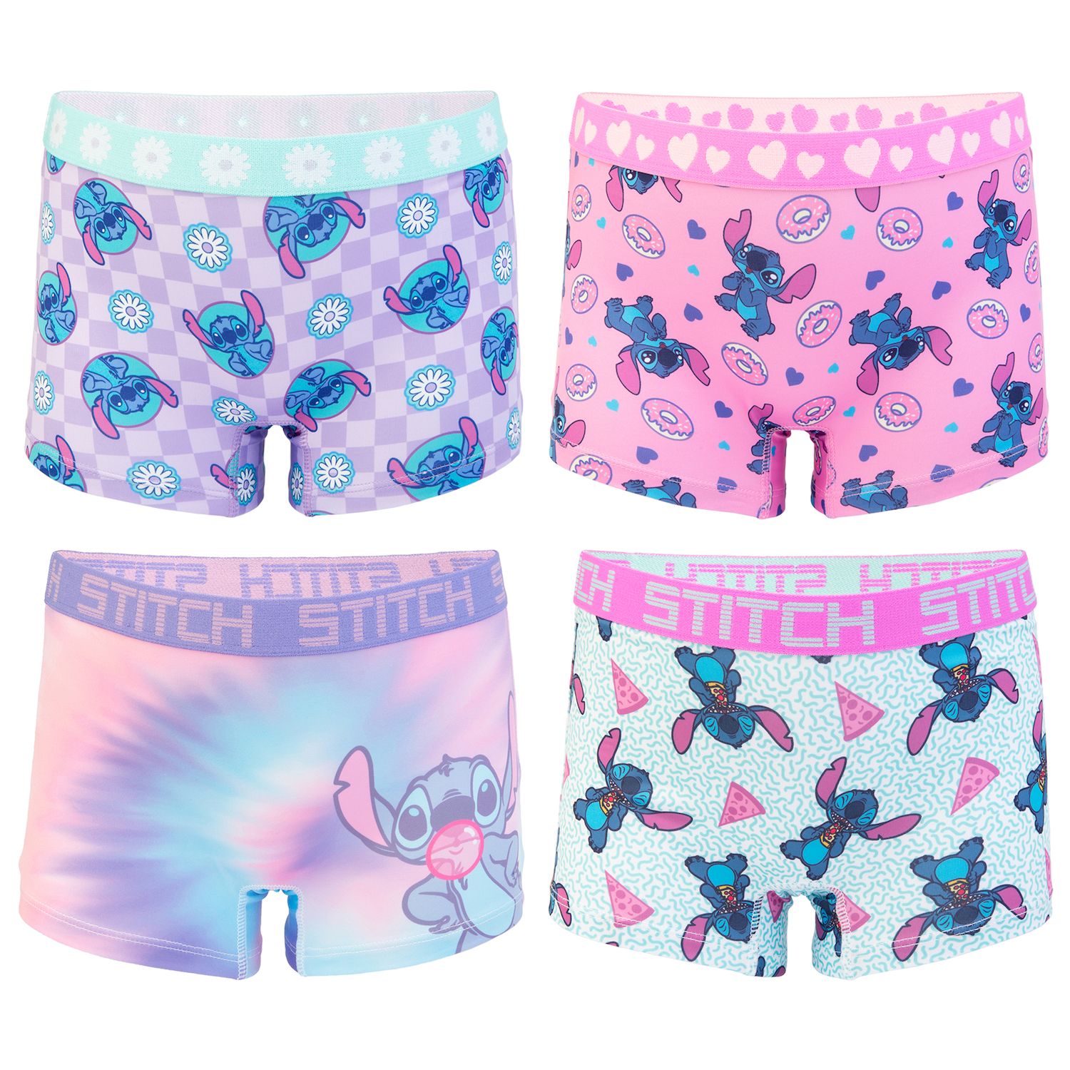 Комплекты Disney's Lilo & Stitch Girls 4-10 4-Pack Boyshort Panties Set — фото 1