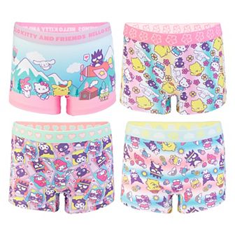 Girls 4-10 Hello Kitty and Friends 4-Pack Boyshort Panties Set