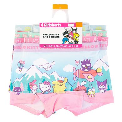 Girls 4-10 Hello Kitty and Friends 4-Pack Boyshort Panties Set