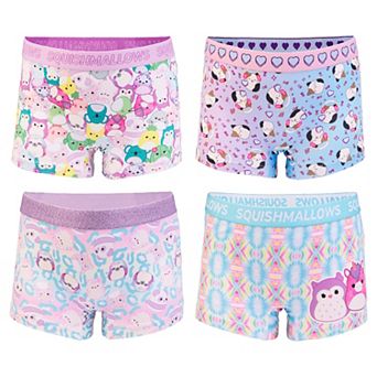 Girls 4-10 Squishmallows 4-Pack Boyshort Panties Set