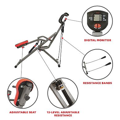 Row-N-Ride Squat Assist Trainer Per Glutei, Resistenza Regolabile Con Display LCD, Argento
