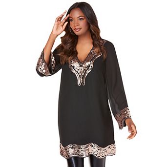 Roaman's Women's Plus Size Sequin Tunic