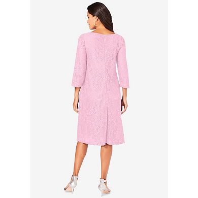 Roaman's Women's Plus Size Lace Swing Dress