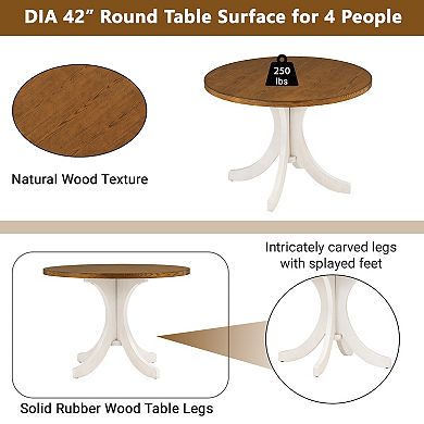 Merax Mid-century 5-piece Round Dining Table Set