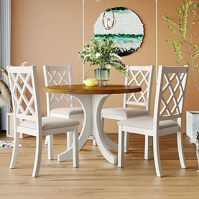 Merax Mid-century 5-piece Round Dining Table Set