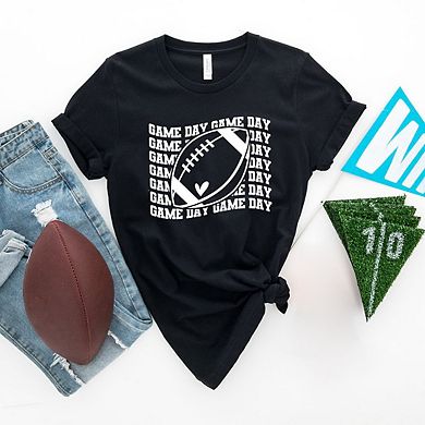 Football Game Day Stacked Wavy Short Sleeve Graphic Tee