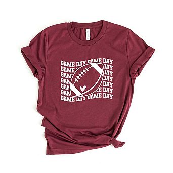 Football Game Day Stacked Wavy Short Sleeve Graphic Tee