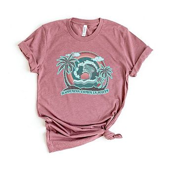 Happiness Comes In Waves Vintage Short Sleeve Graphic Tee