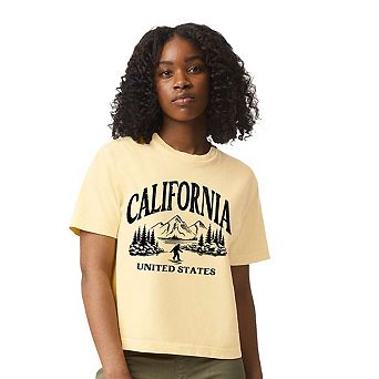 California Forest Scene Relaxed Fit Cropped Tee