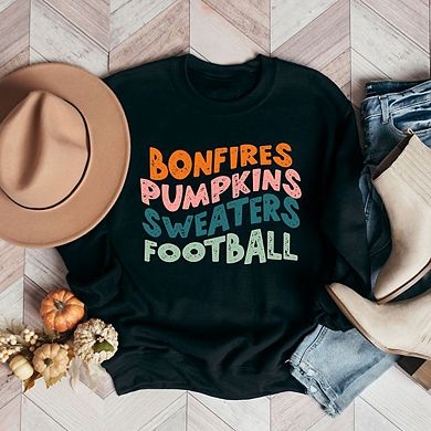Bonfires Pumpkins Sweaters Football Sweatshirt