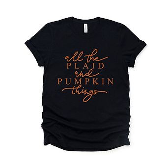 All The Plaid And Pumpkin Things Short Sleeve Graphic Tee
