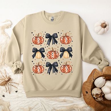 Coquette Black Bow Pumpkin Chart Sweatshirt