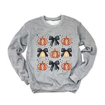 Coquette Black Bow Pumpkin Chart Sweatshirt
