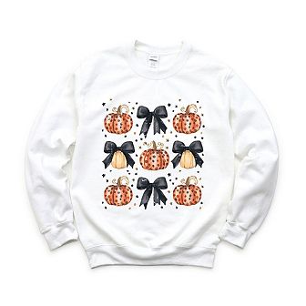 Coquette Black Bow Pumpkin Chart Sweatshirt