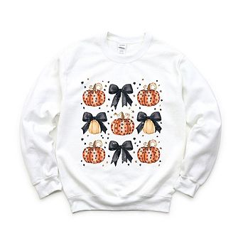 Coquette Black Bow Pumpkin Chart Sweatshirt