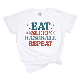Eat Sleep Baseball Repeat Colorful Garment Dyed Tees