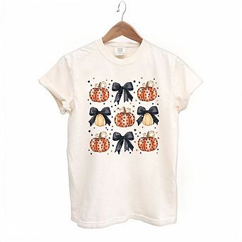 Coquette Black Bow Pumpkin Chart Garment Dyed Tees