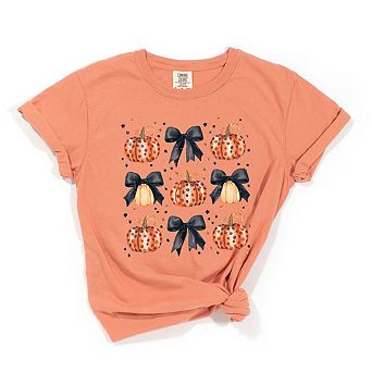 Coquette Black Bow Pumpkin Chart Garment Dyed Tees