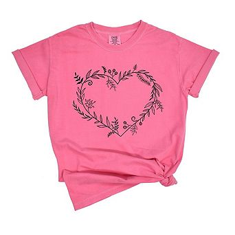 Simply Sage Market Floral Heart Garment Dyed Tee