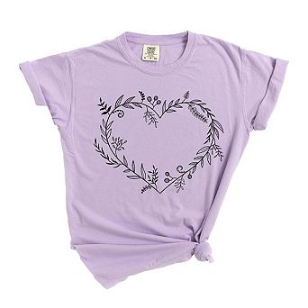 Simply Sage Market Floral Heart Garment Dyed Tee