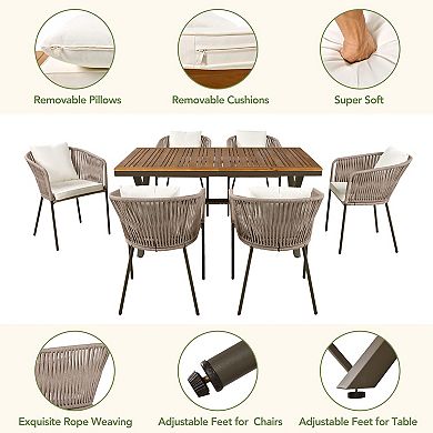 Merax 7 Pieces Outdoor Patio Dining Set