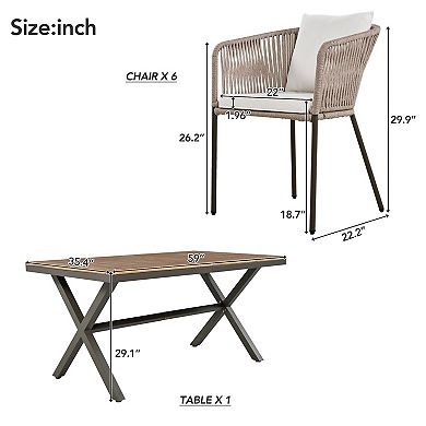 Merax 7 Pieces Outdoor Patio Dining Set