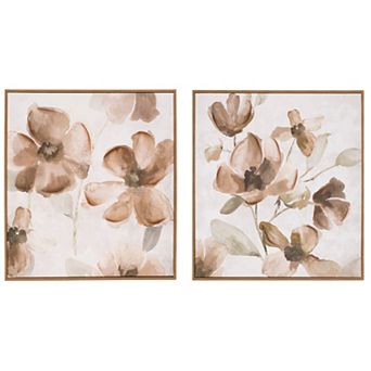 Set of 2 Floral Plaques, French Cottage Garden Chic Wall Art Decor, Watercolor Floral Artwork