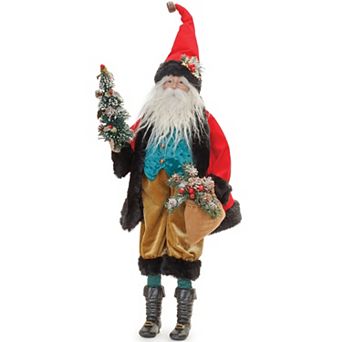 Rustic Holiday Delight - Santa Figure with Flocked Pine Accents