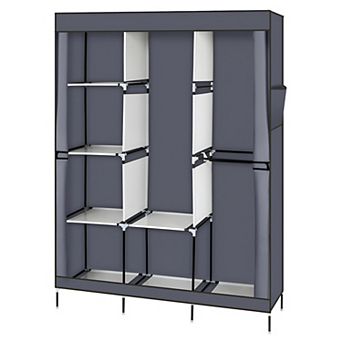 Portable Closet Wardrobe Clothes Rack with Shelf, Sturdy and Modern Design for Home Organization